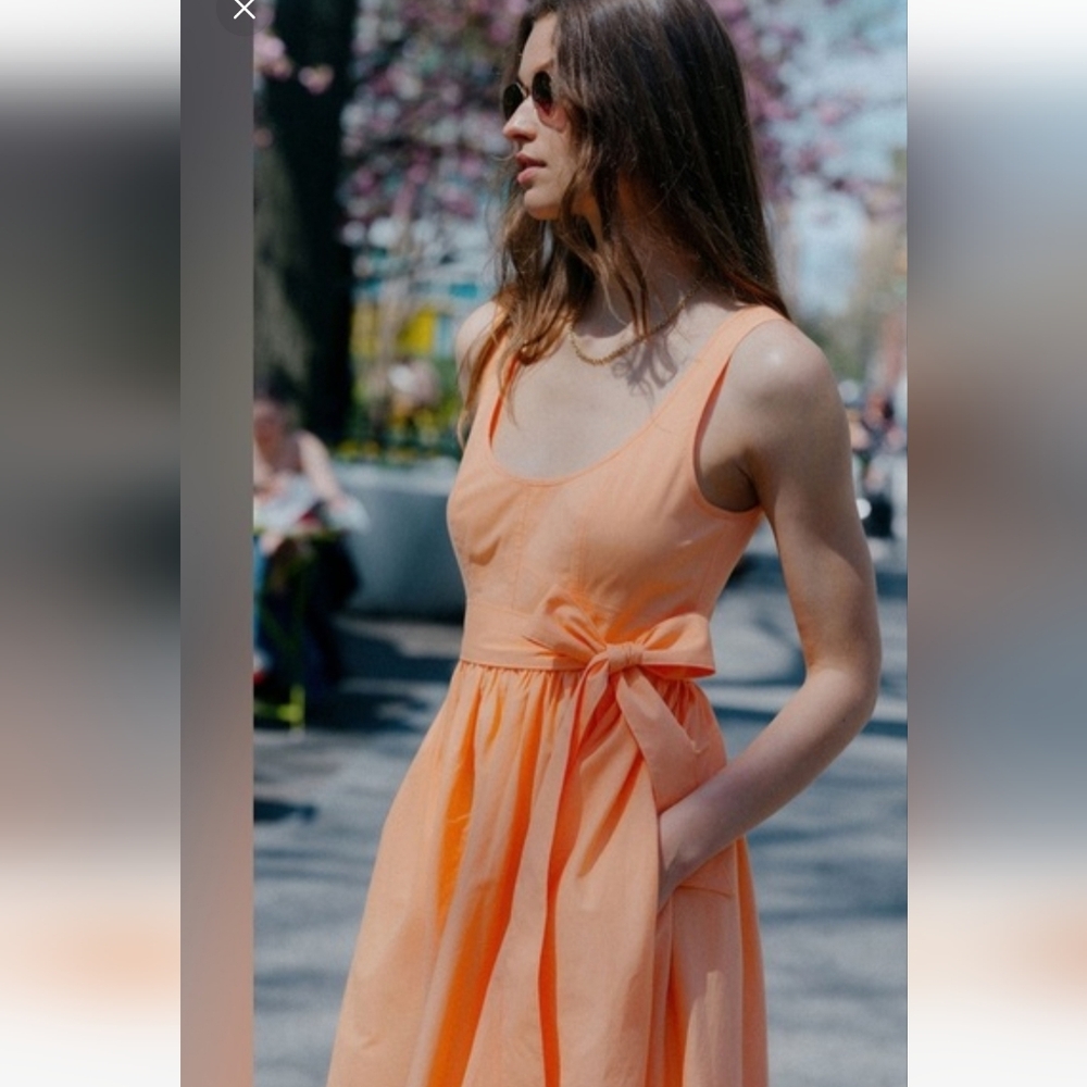CLINQ A SEPT KILAH MIDI DRESS IN MARMALADE ORANGE; SIZE: 4